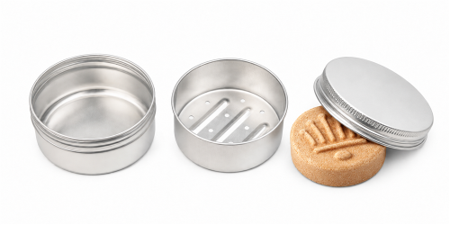 Runde Dose mit Abtropfsieb für Shampoobars
